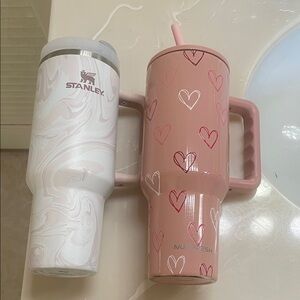 Stanley Pink Swirl Tumbler and Pink Heart Tumbler